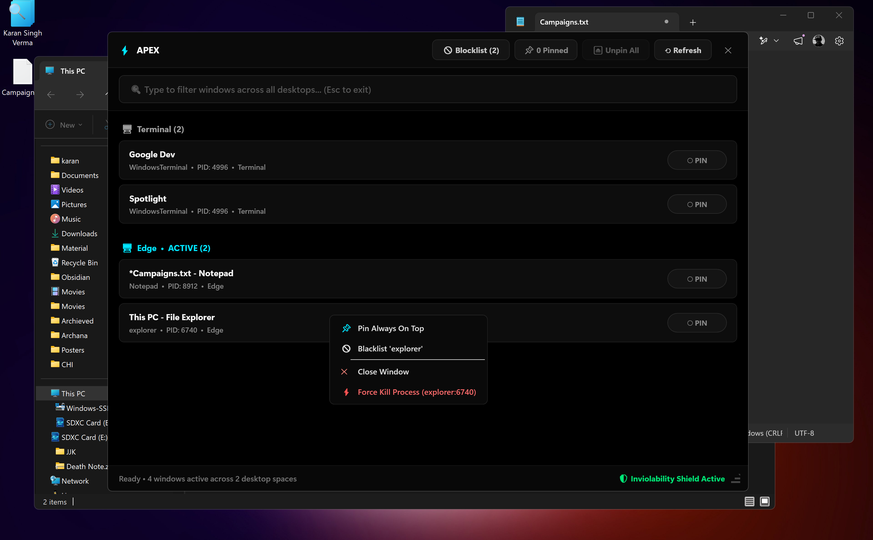 Apex Sovereign Desktop Orchestrator HUD